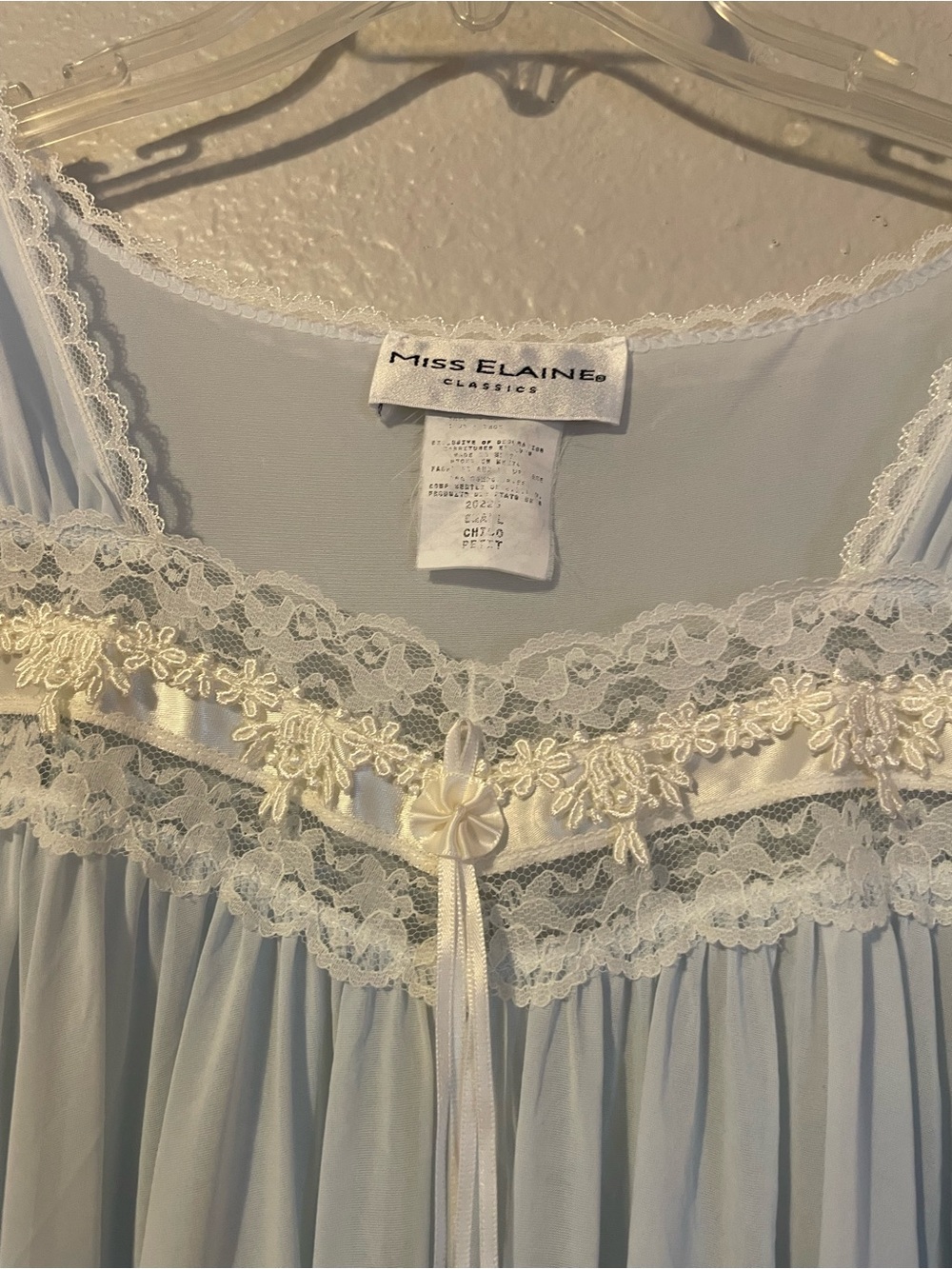 Miss Elaine Light Blue Lace-Trim Nightgown - Picture 4 of 6